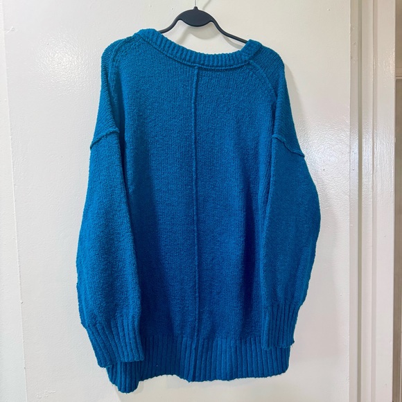 Free People Brookside Tunic Oversized Sweater Teal Size S - Picture 5 of 11